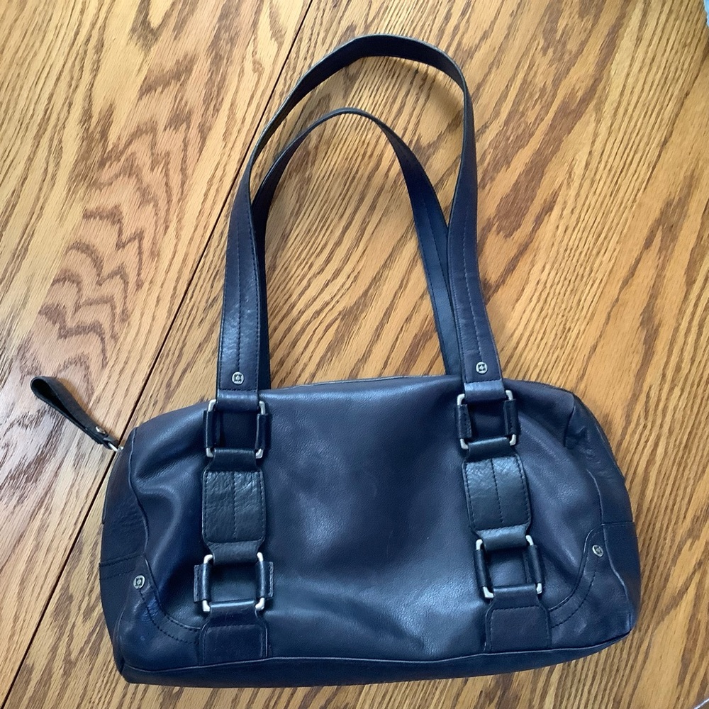 Kenneth Cole Reaction Genuine Leather Navy shoulder bag/satchel EUC.